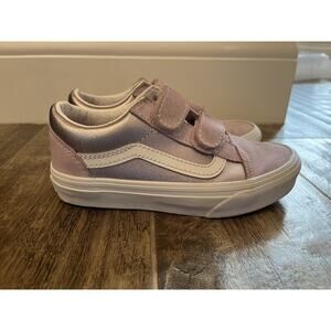 Vans Old Skool V Kids Lavender Suede Hook & Loop Athletic Shoes Size 12.5